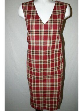 Bridgewater Women's Red Plaid Jumper Dress Size Work Office Casual 12
